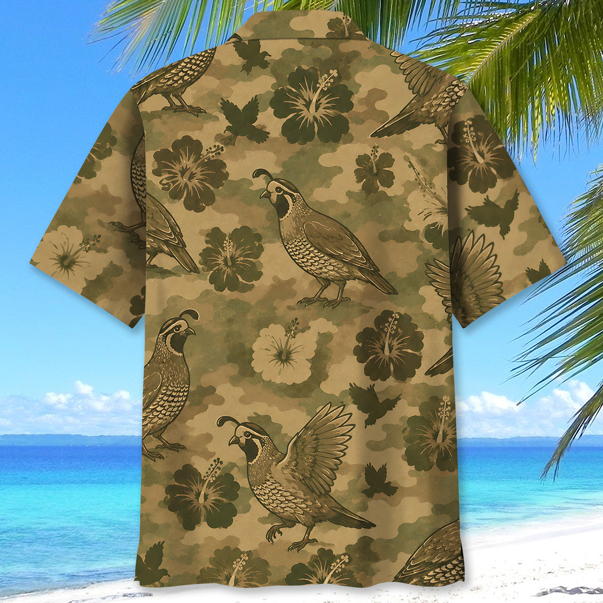 Quail Hibiscus Camouflage Hawaiian Shirt