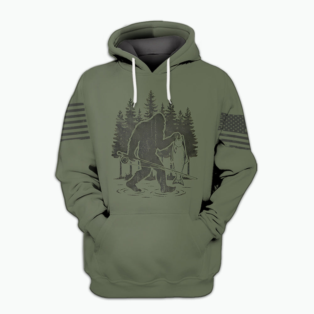 Bigfoot Fishing Funny Fisher Man All Over Print Shirt