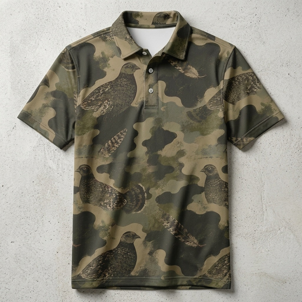 Grouse Camouflage Graphic Pattern Men Polo Shirt