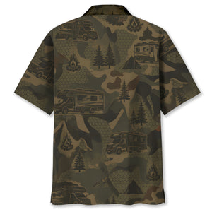 Class C Motorhome Camping Camouflage Hawaiian Shirt