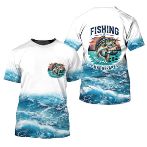Ocean Splash Bass Fishing Is My Therapy All Over Print Shirt