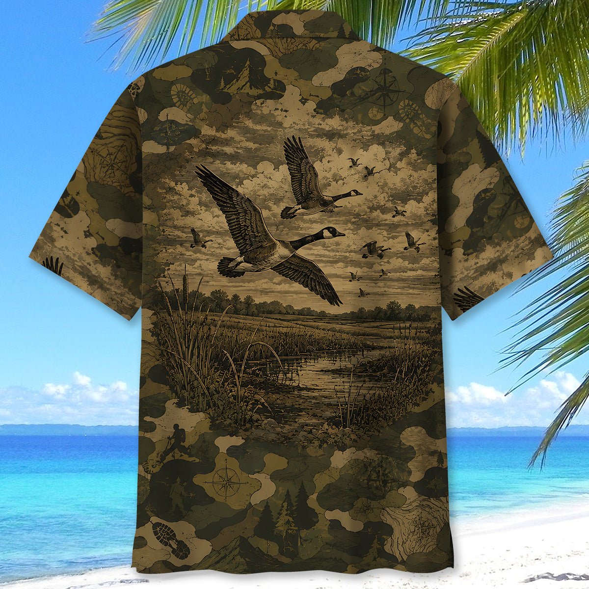 Goose Camouflage Dark Hawaiian Shirt