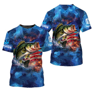 Blue Bass Fishing Patriotic All Over Print Shirt