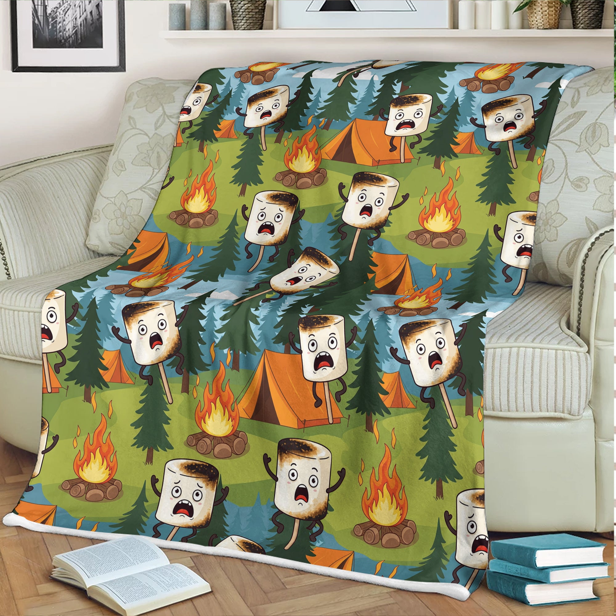 Burnt Marshmallow Camping Fleece Blanket Collection