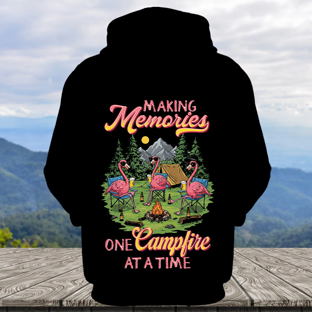 Funny Flamingo Making Memories Campfire All Over Print Shirt