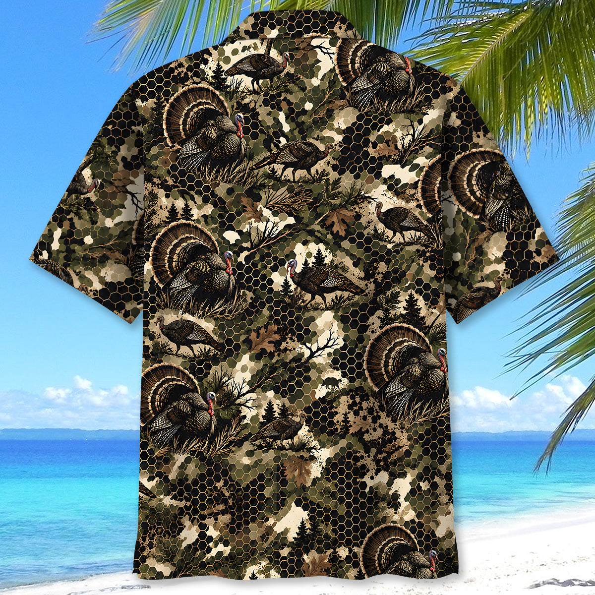Tactical Hexagonal Turkey Hunting Camo Hawaiian Shirt