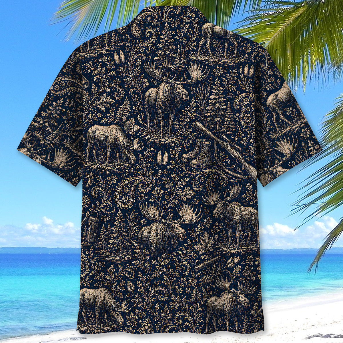 Midnight Moose Hunting Paisley Hawaiian Shirt