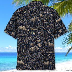 Midnight Moose Hunting Paisley Hawaiian Shirt