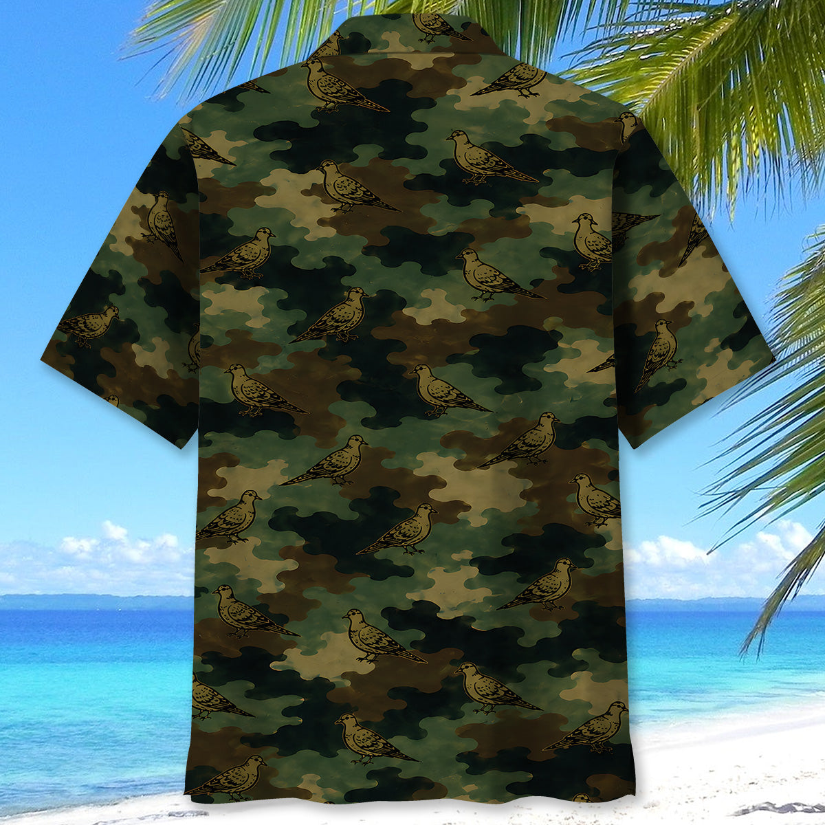 Mourning Dove Camouflage Millitary Hawaiian Shirt