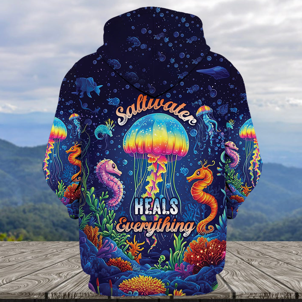 Saltwater Heals Everything Jellyfish All Over Print Shirt
