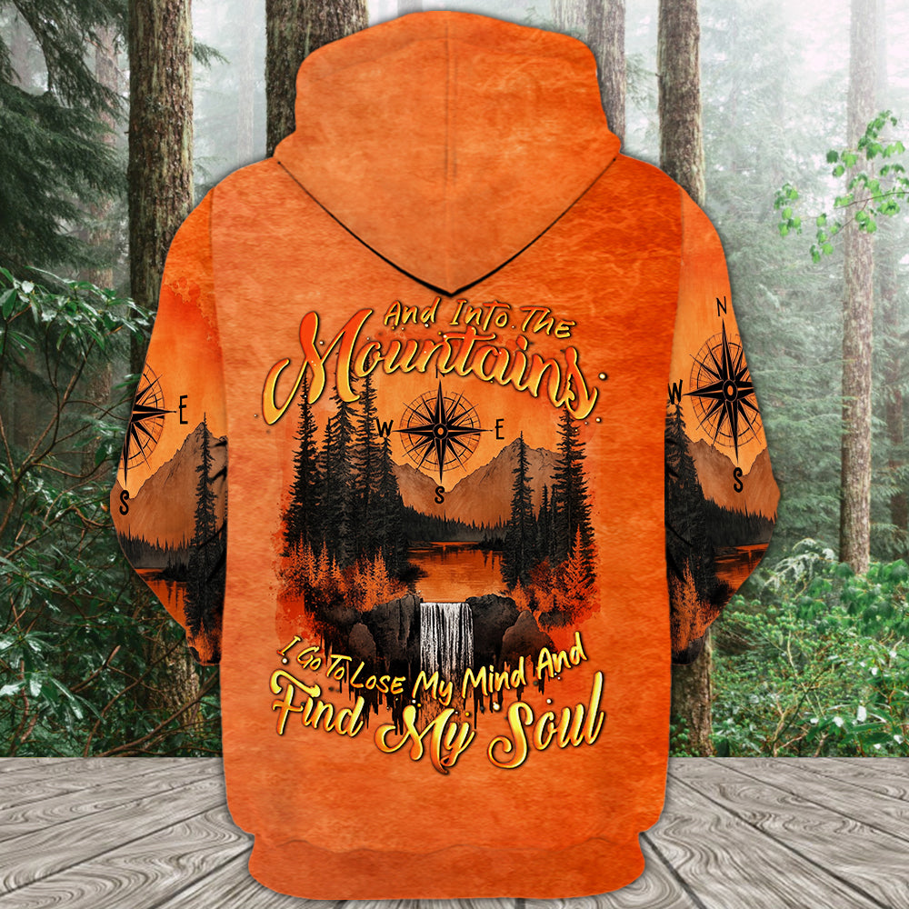Into The Mountains I Go Orange All Over Print Shirt