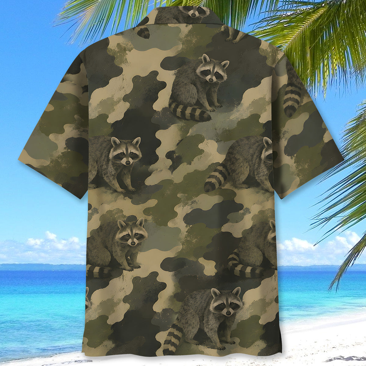 Raccoon Camouflage Graphic Pattern Hawaiian Shirt