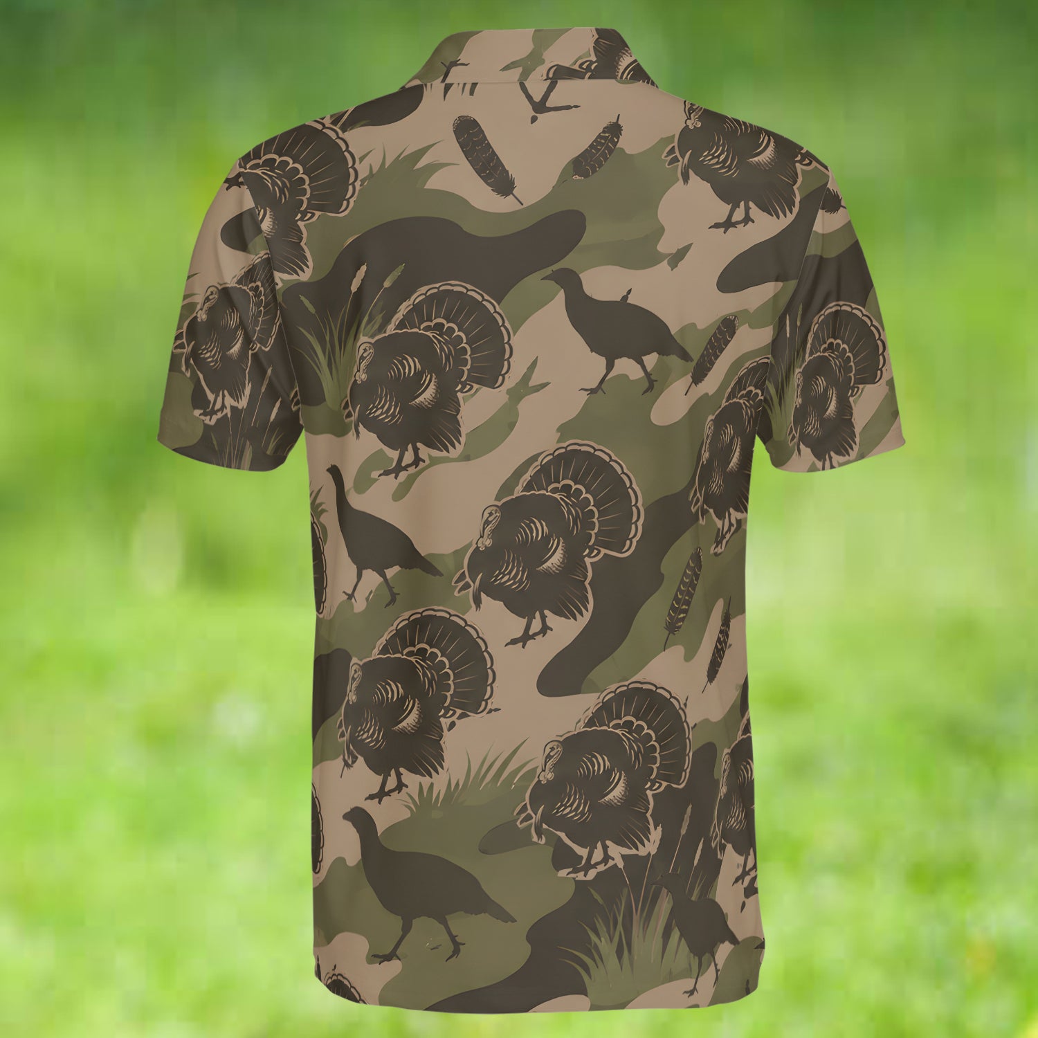 Vintage Camouflage Wild Turkey Hunting Polo For Men