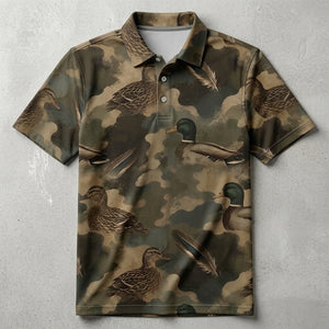 Duck Camouflage Graphic Pattern Men Polo Shirt