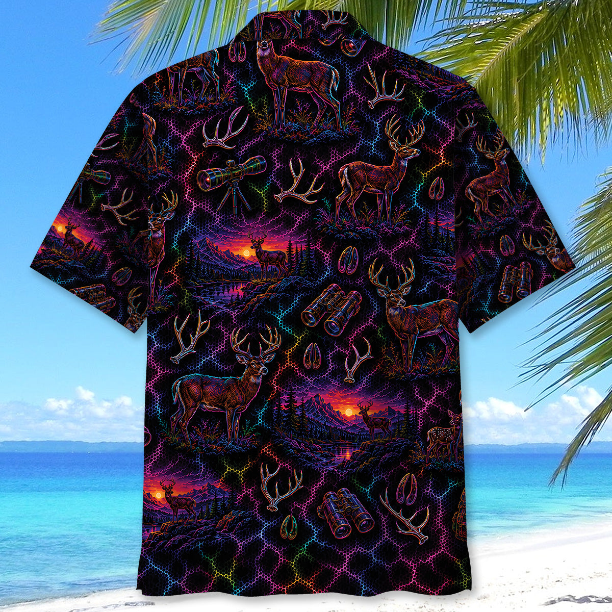 Midnight Deer Neon Hawaiian Shirt