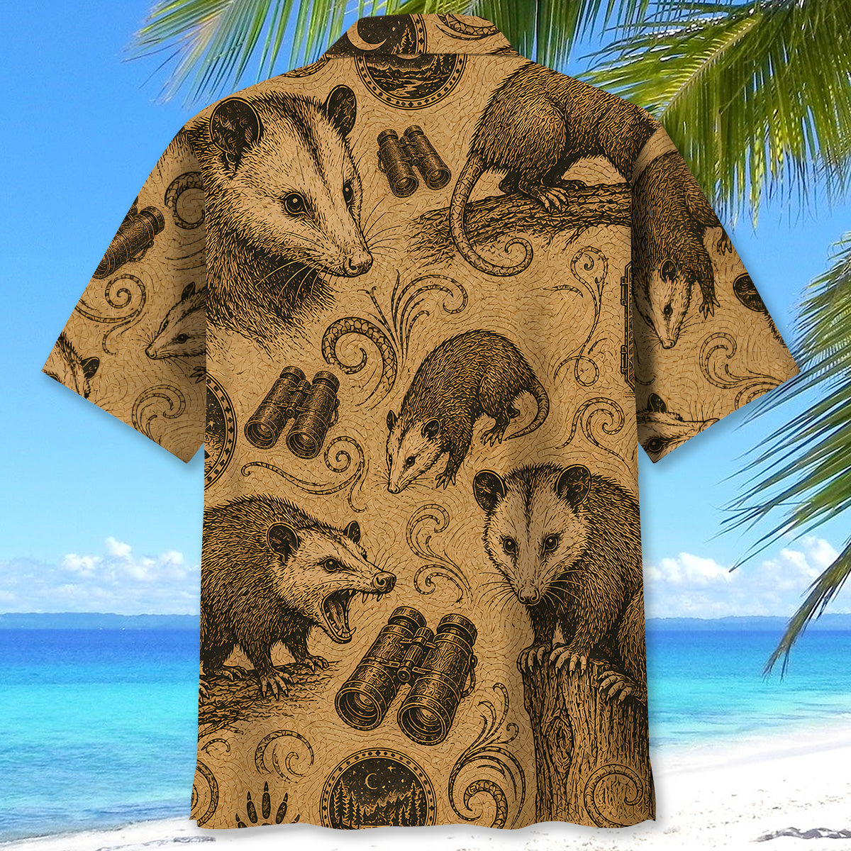 Opossum Hunting Vintage Artwork Hawaiian Shirt