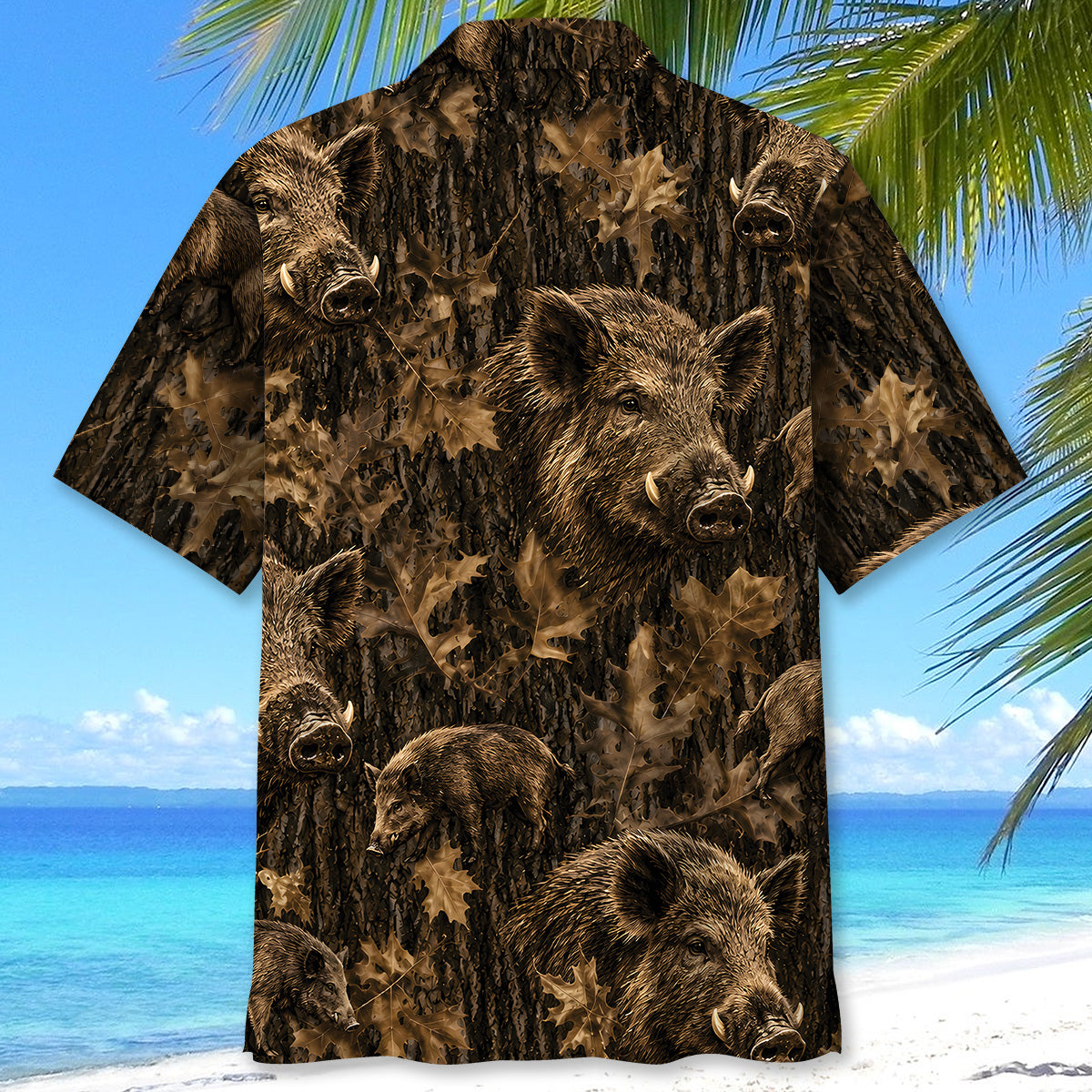Vintage Hog Art Camo Hawaiian Shirt