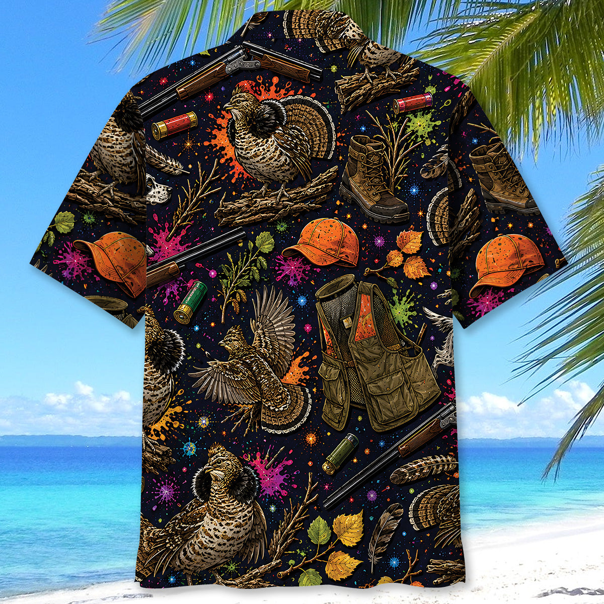 Retro Grouse Hunting Colorful Hawaiian Shirt