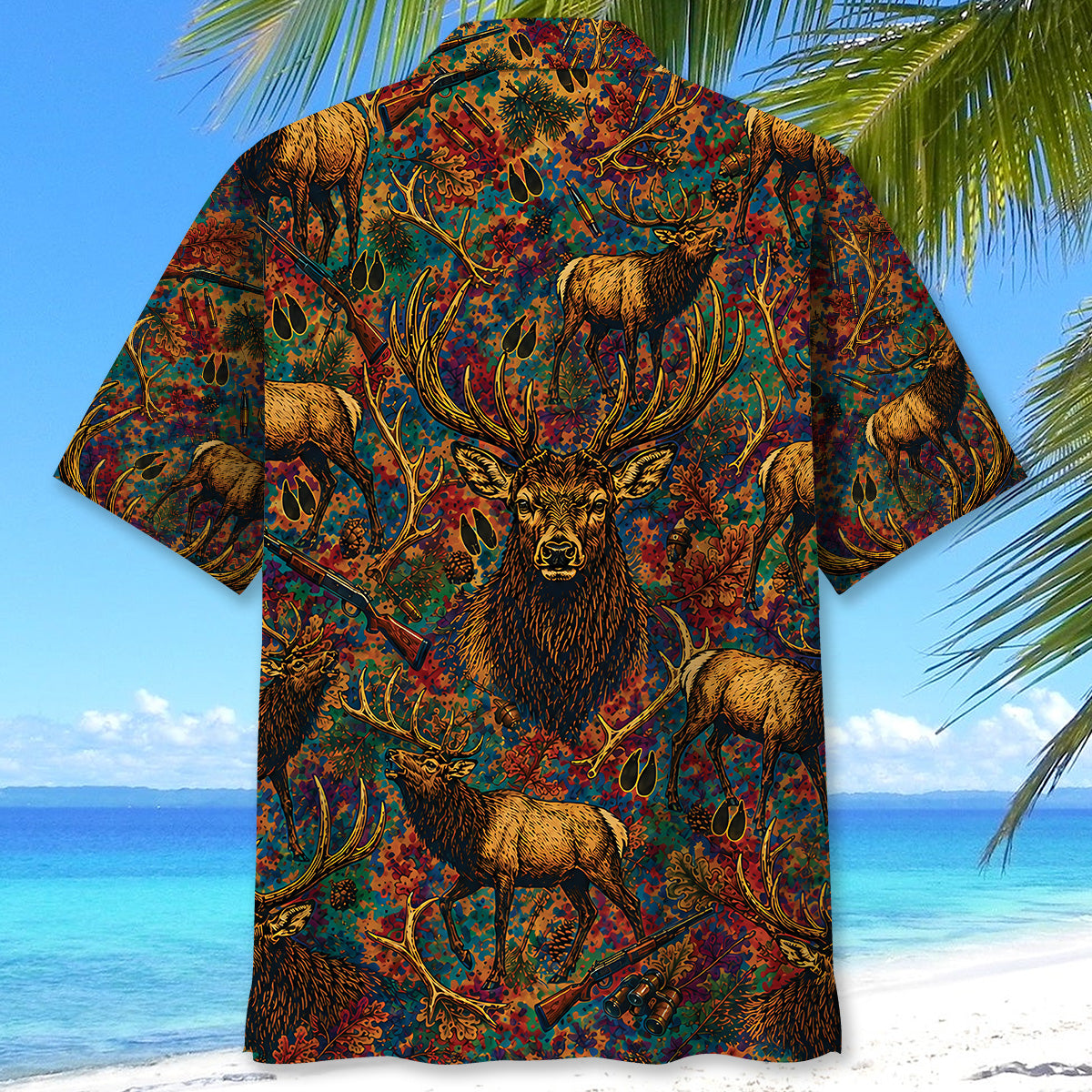 Psychedelic Elk Hunting Hawaiian Shirt