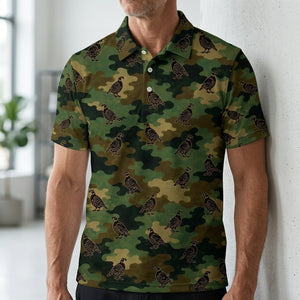 Quail Camouflage Millitary Men Polo Shirt