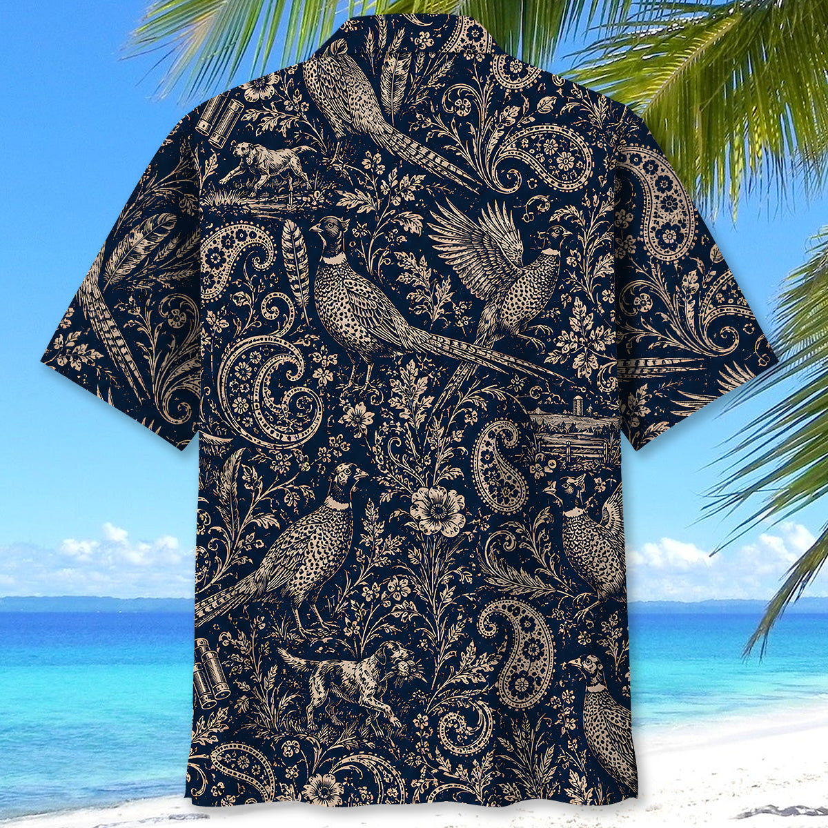 Midnight Wild Pheasant Hunting Paisley Hawaiian Shirt
