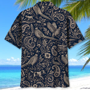 Midnight Wild Pheasant Hunting Paisley Hawaiian Shirt