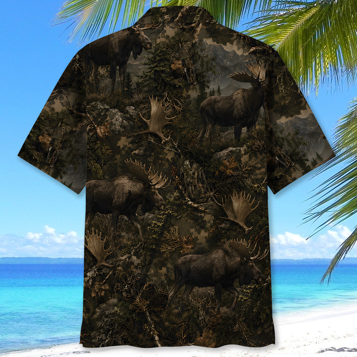 Moose Hunting Forest Hawaiian Shirt