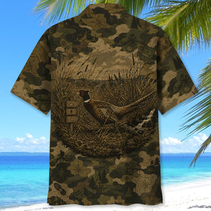 Pheasant Forest Camouflage Dark Hawaiian Shirt