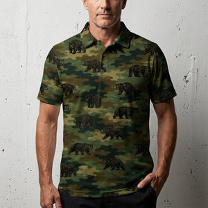 Black Bear Camouflage Millitary Men Polo Shirt