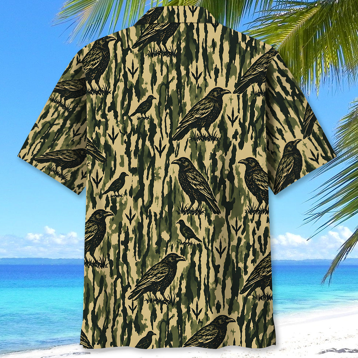 Crow Stripe Camouflage Hawaiian Shirt