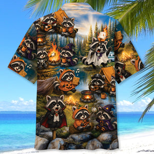 Vintage Raccoon Camping Hawaiian Shirt