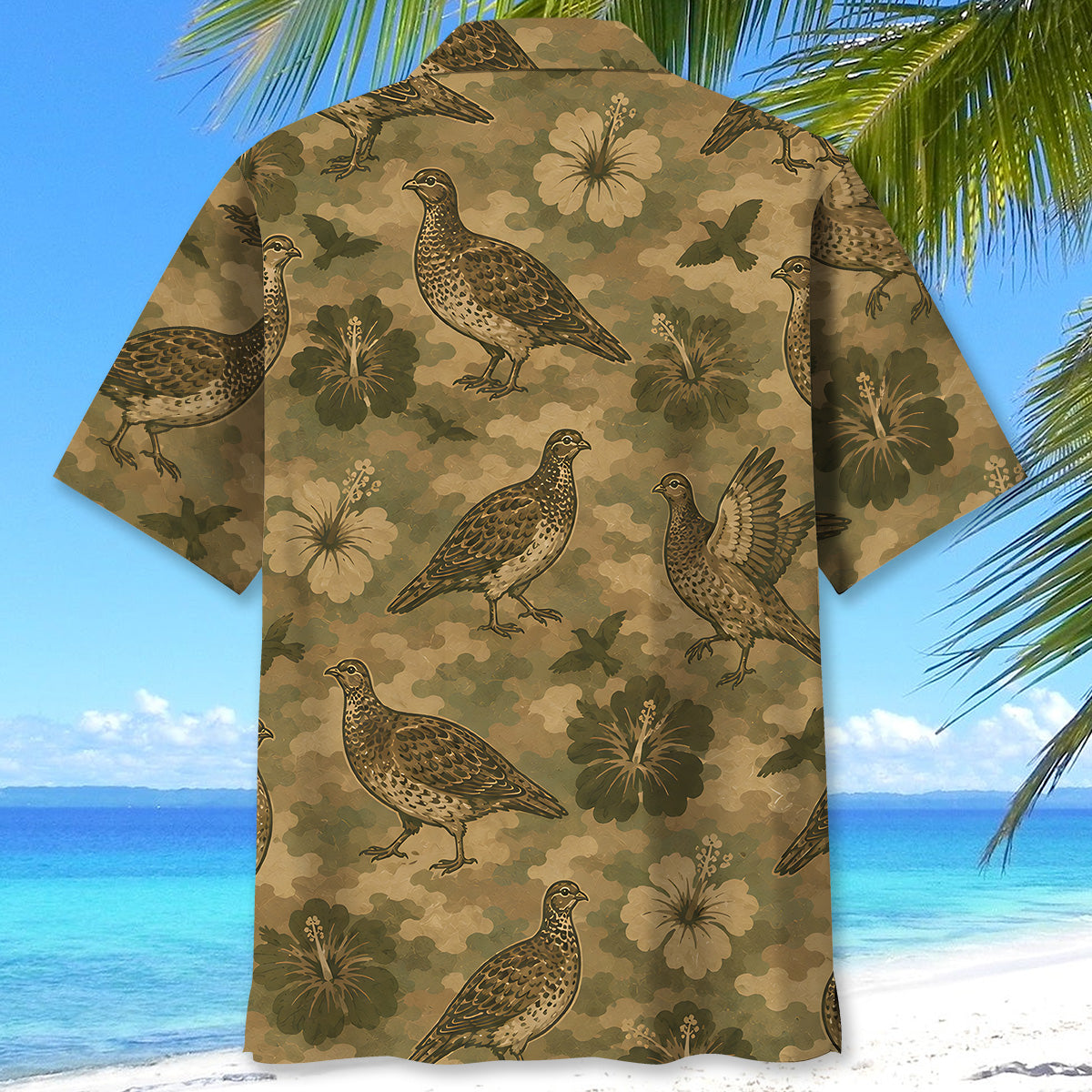 Grouse Hibiscus Camouflage Hawaiian Shirt