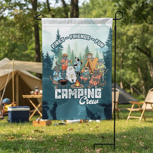 Friends, Fires, Fun Camping Crew Cats Flag Decor