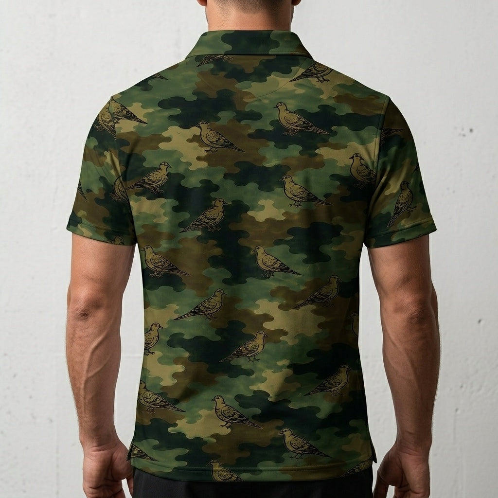 Mourning Dove Camouflage Millitary Men Polo Shirt