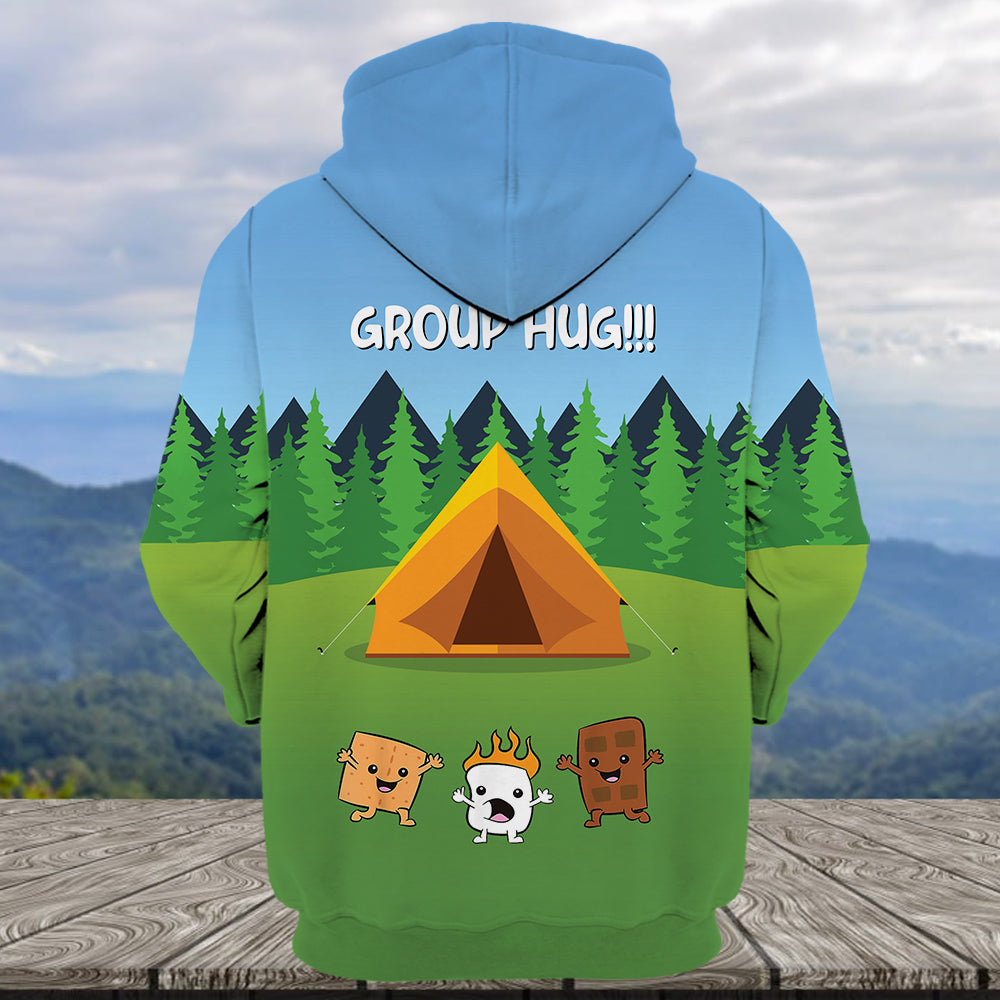 Funny Group Hugs Camping All Over Print Shirt