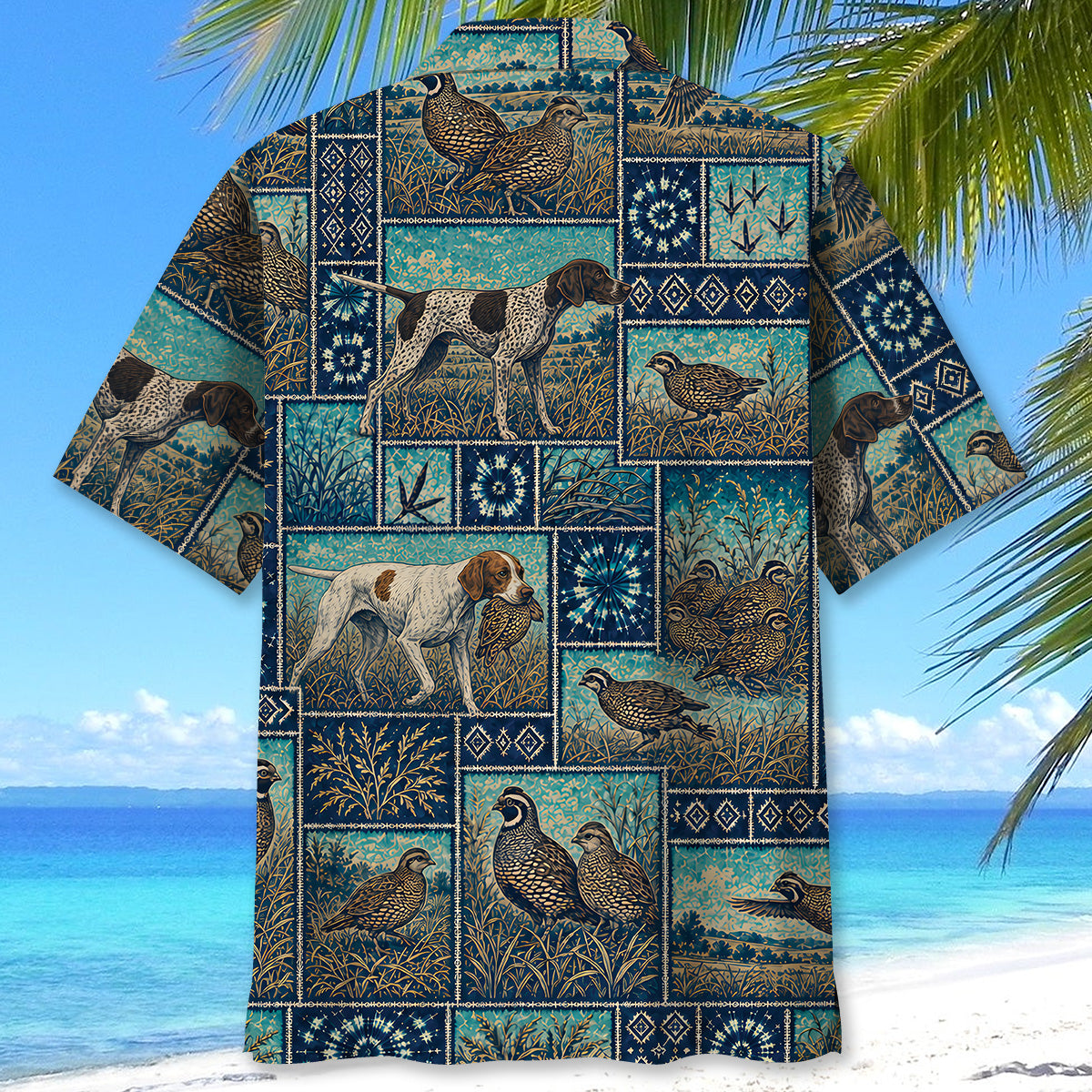 Vintage Blue Quail Hunting Hawaiian Shirt