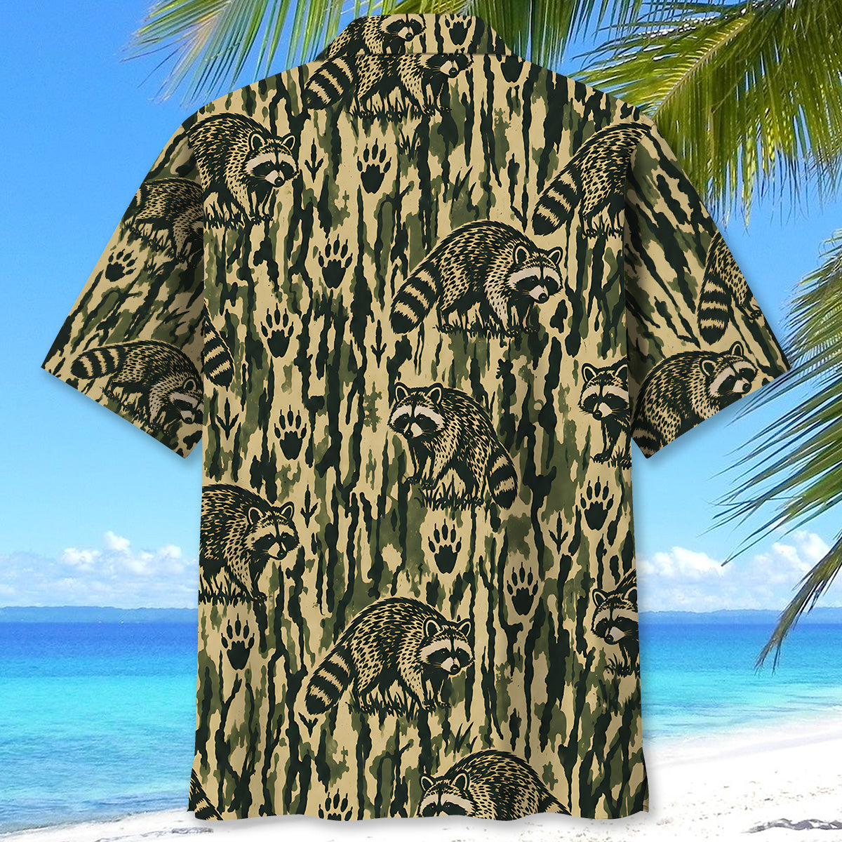 Raccoon Stripe Camouflage Hawaiian Shirt