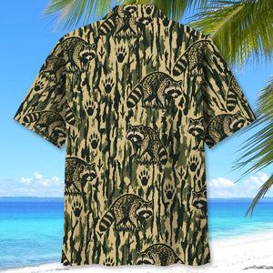 Raccoon Stripe Camouflage Hawaiian Shirt