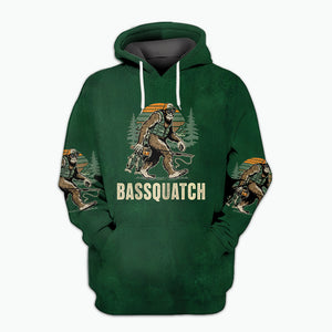 Bassquatch Bigfoot Fishing All Over Print Shirt