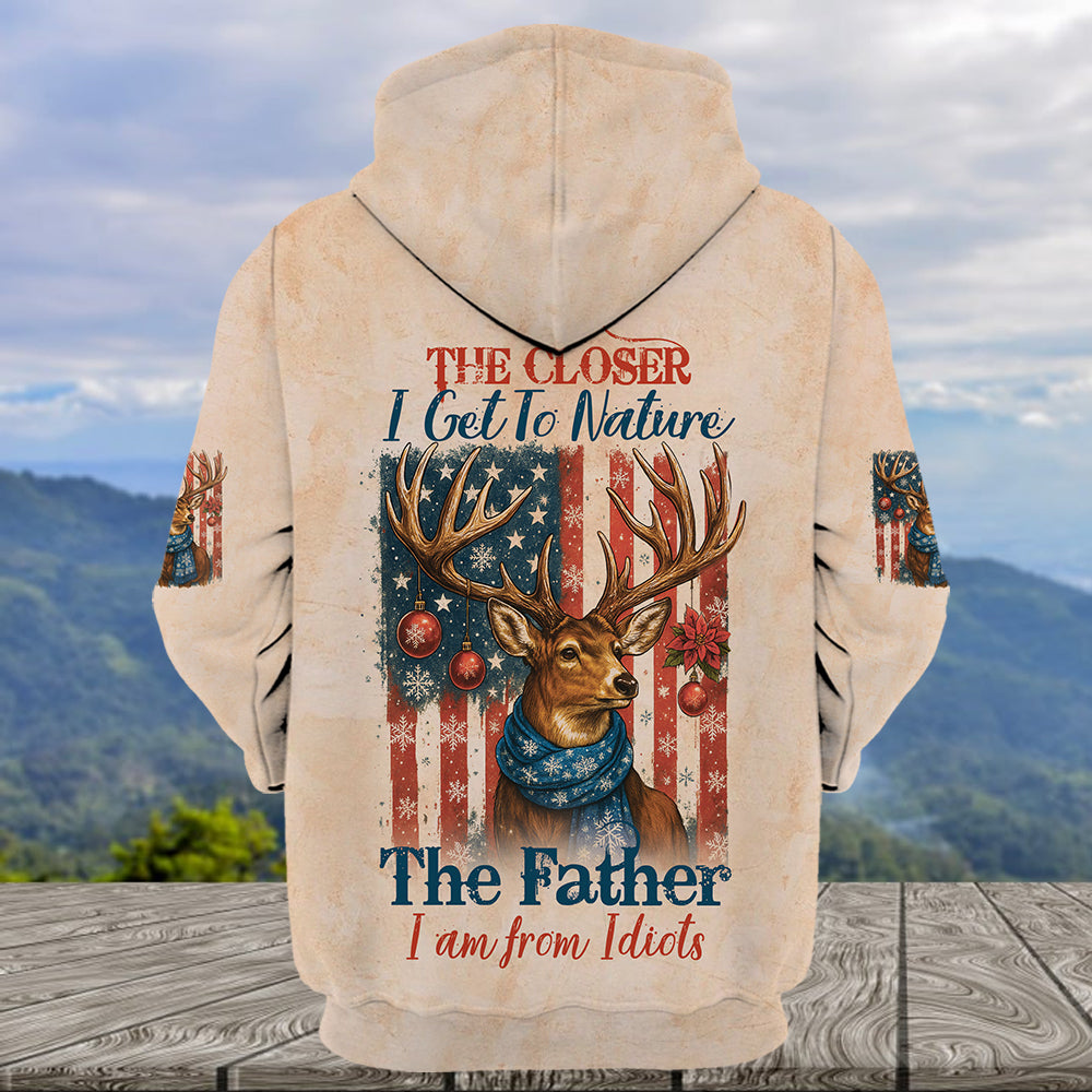 Funny Deer Christmas The Closer I Get To Nature All Over Print Shirt