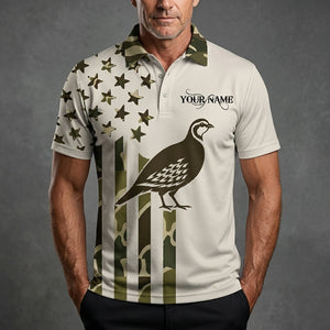 Custom Name Partridge Hunting Camouflage Style Men Polo Shirt
