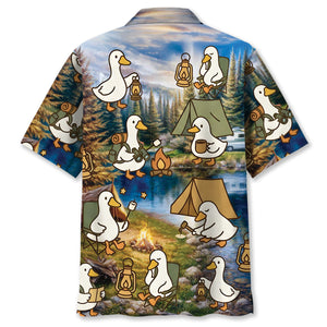 Funny Cute Goose Camping Hawaiian Shirt