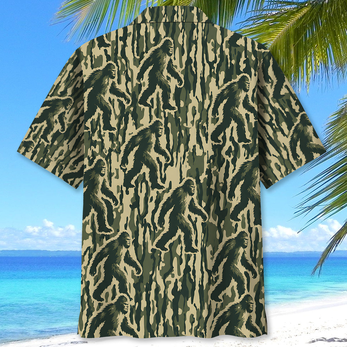 Bigfoot Stripe Camouflage Hawaiian Shirt
