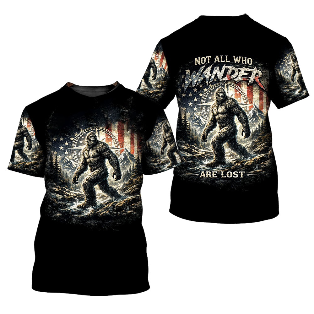 Not All Who Wander Are Lost Bigfoot Hiking All Over Print Shirt