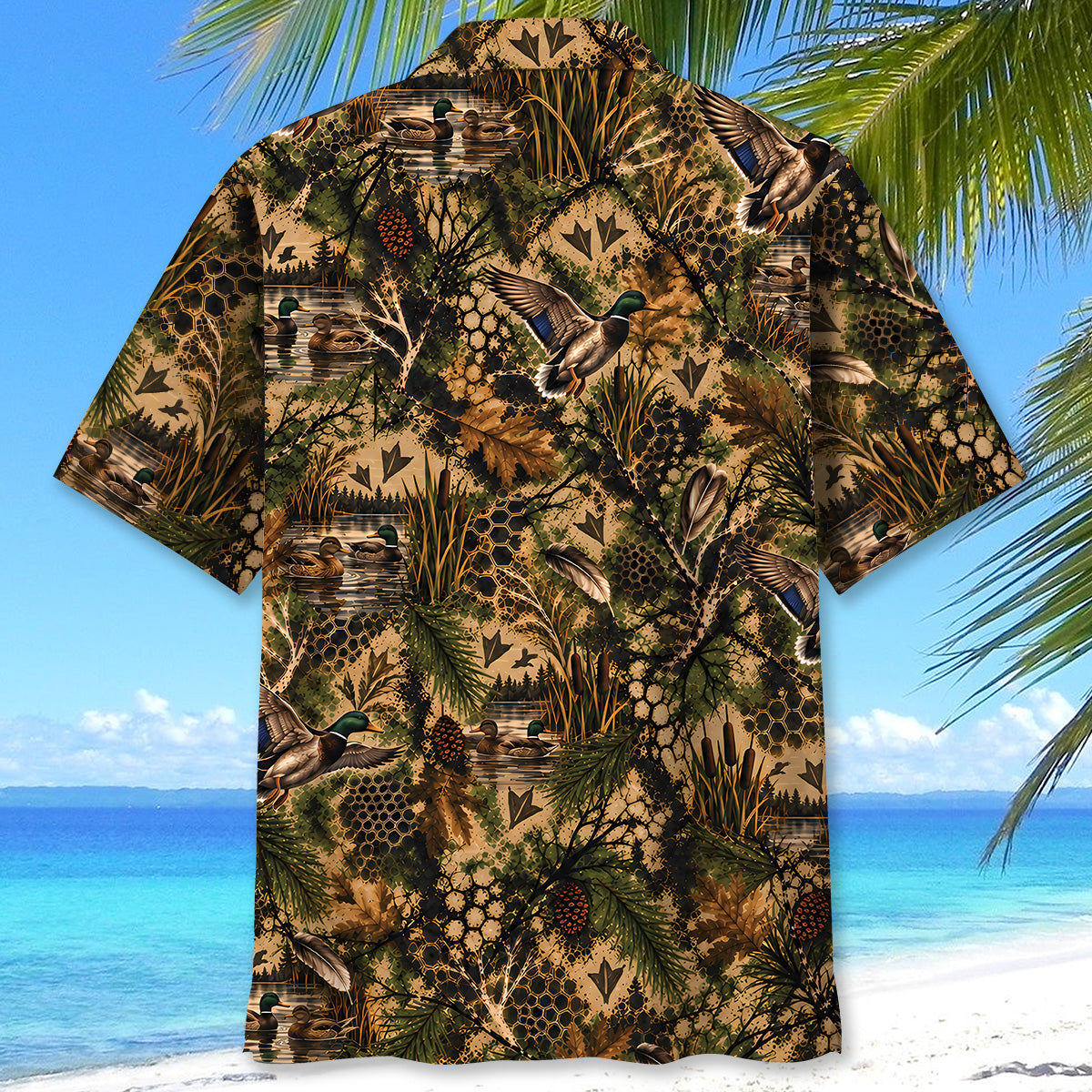 Duck Hunting Hex Camo Hawaiian Shirt