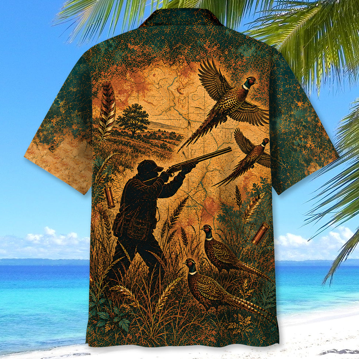 Vintage Pheasant Hunter Distressed Hawaiian Shirt
