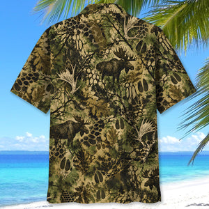 Moose Hunting Hex Camo Hawaiian Shirt