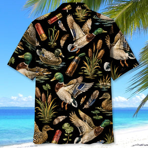 Duck Hunting Retro Black Hawaiian Shirt
