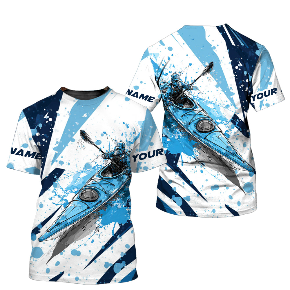 Custom Name Kayaking Blue All Over Print Shirt