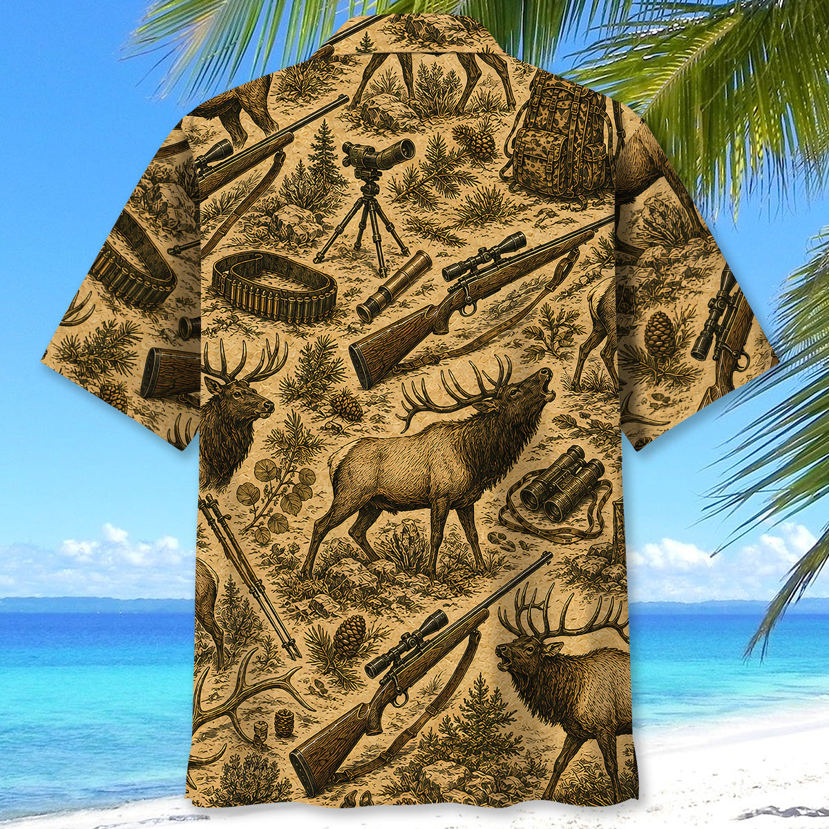 Vintage Elk Hunting Hawaiian Shirt